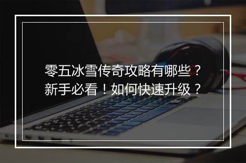 零五冰雪传奇攻略有哪些？新手必看！如何快速升级？