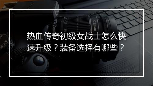 热血传奇初级女战士怎么快速升级？装备选择有哪些？