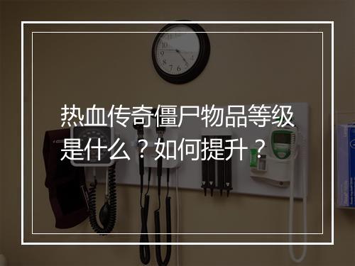 热血传奇僵尸物品等级是什么？如何提升？
