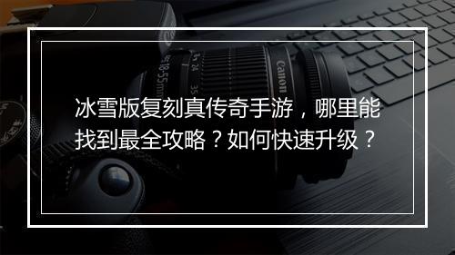 冰雪版复刻真传奇手游，哪里能找到最全攻略？如何快速升级？