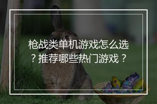 枪战类单机游戏怎么选？推荐哪些热门游戏？