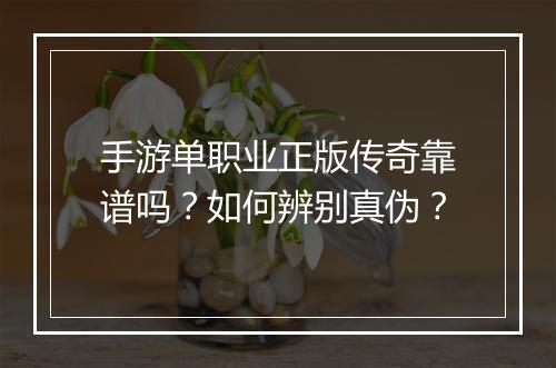 手游单职业正版传奇靠谱吗？如何辨别真伪？