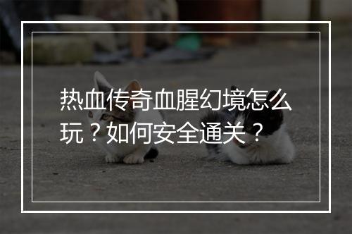 热血传奇血腥幻境怎么玩？如何安全通关？