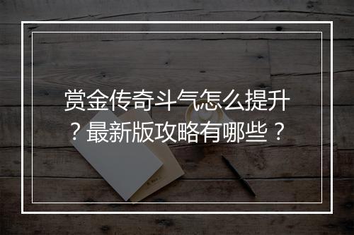 赏金传奇斗气怎么提升？最新版攻略有哪些？