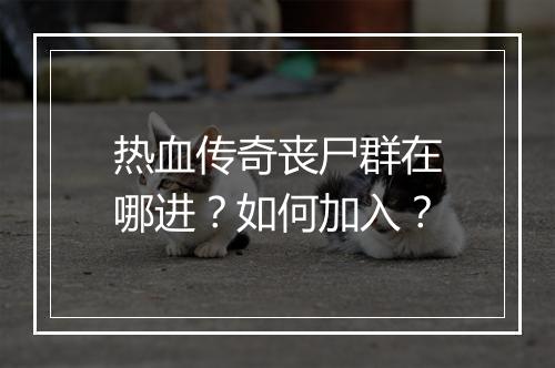热血传奇丧尸群在哪进？如何加入？