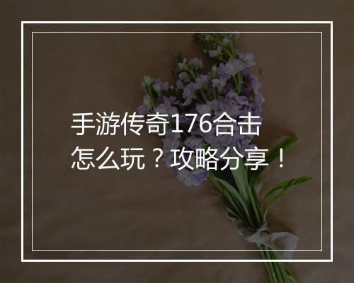 手游传奇176合击怎么玩？攻略分享！