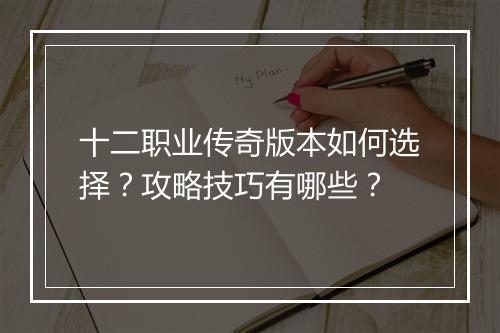 十二职业传奇版本如何选择？攻略技巧有哪些？