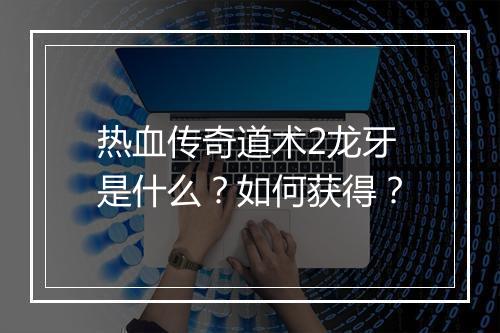 热血传奇道术2龙牙是什么？如何获得？