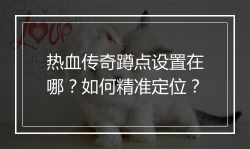 热血传奇蹲点设置在哪？如何精准定位？