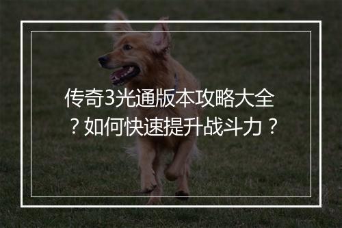 传奇3光通版本攻略大全？如何快速提升战斗力？