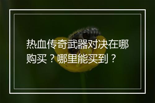 热血传奇武器对决在哪购买？哪里能买到？