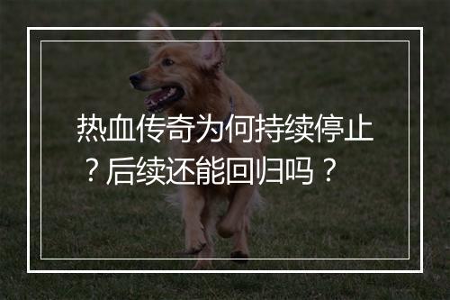 热血传奇为何持续停止？后续还能回归吗？