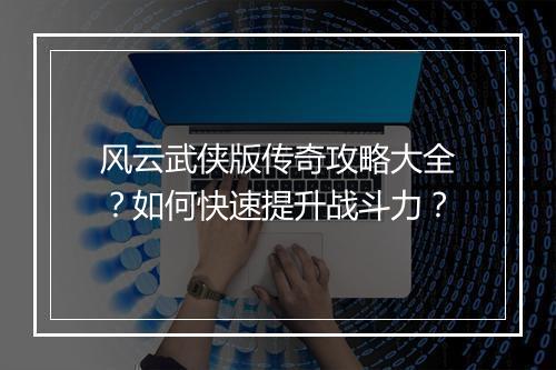 风云武侠版传奇攻略大全？如何快速提升战斗力？