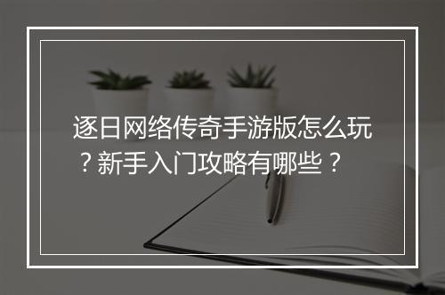 逐日网络传奇手游版怎么玩？新手入门攻略有哪些？