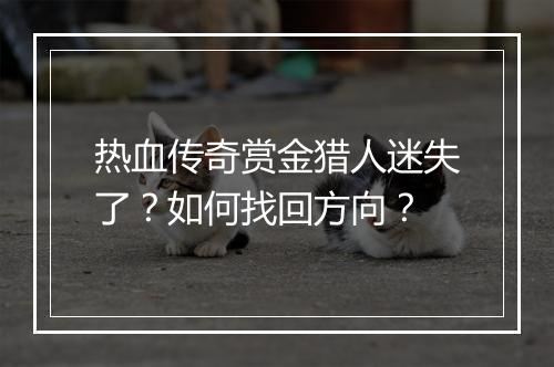 热血传奇赏金猎人迷失了？如何找回方向？