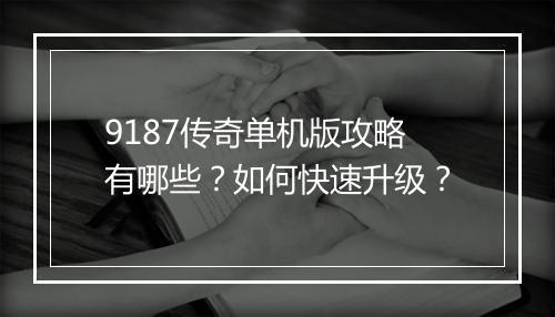 9187传奇单机版攻略有哪些？如何快速升级？