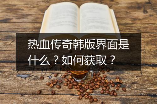 热血传奇韩版界面是什么？如何获取？