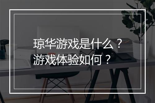 琼华游戏是什么？游戏体验如何？