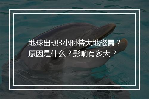 地球出现3小时特大地磁暴？原因是什么？影响有多大？