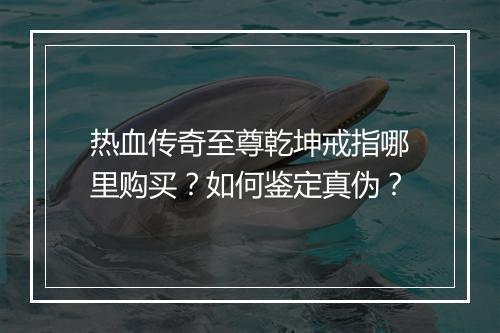 热血传奇至尊乾坤戒指哪里购买？如何鉴定真伪？