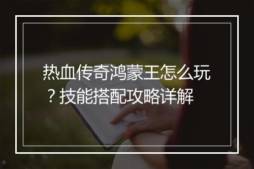 热血传奇鸿蒙王怎么玩？技能搭配攻略详解