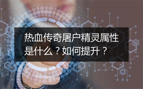热血传奇屠户精灵属性是什么？如何提升？