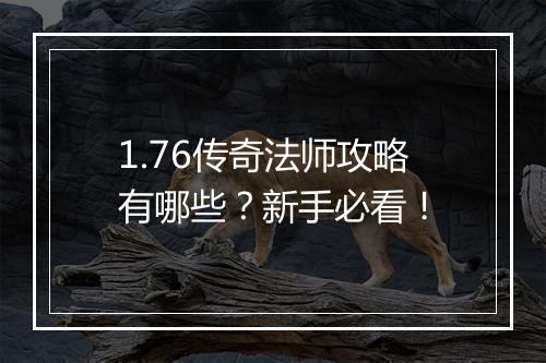 1.76传奇法师攻略有哪些？新手必看！
