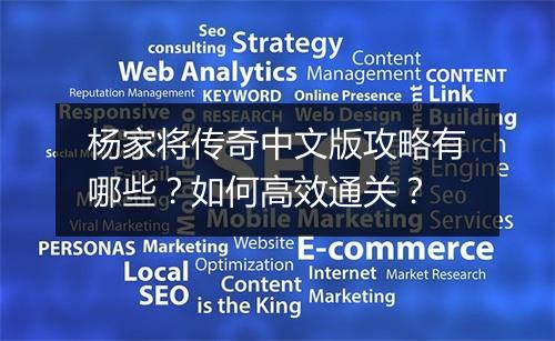 杨家将传奇中文版攻略有哪些？如何高效通关？