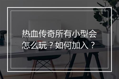 热血传奇所有小型会怎么玩？如何加入？