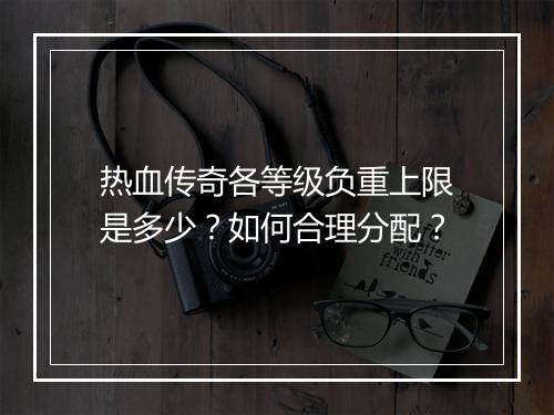 热血传奇各等级负重上限是多少？如何合理分配？