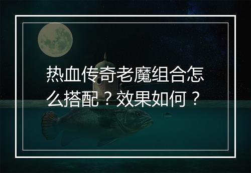 热血传奇老魔组合怎么搭配？效果如何？