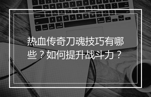 热血传奇刀魂技巧有哪些？如何提升战斗力？