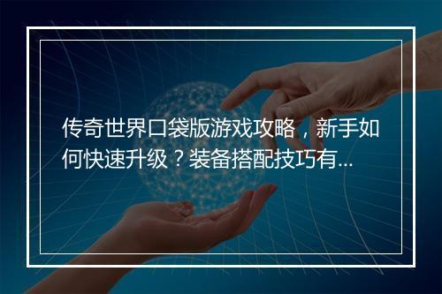 传奇世界口袋版游戏攻略，新手如何快速升级？装备搭配技巧有哪些？