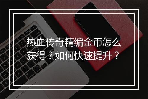 热血传奇精编金币怎么获得？如何快速提升？