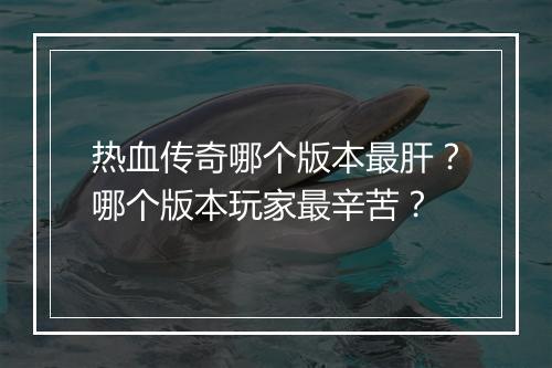 热血传奇哪个版本最肝？哪个版本玩家最辛苦？