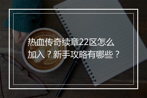 热血传奇续章22区怎么加入？新手攻略有哪些？