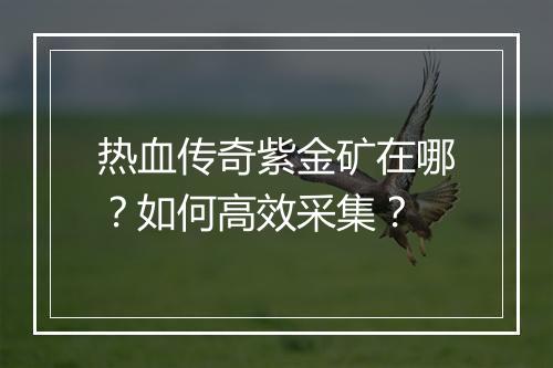 热血传奇紫金矿在哪？如何高效采集？