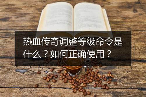 热血传奇调整等级命令是什么？如何正确使用？