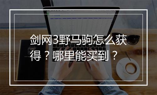剑网3野马驹怎么获得？哪里能买到？