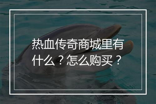热血传奇商城里有什么？怎么购买？