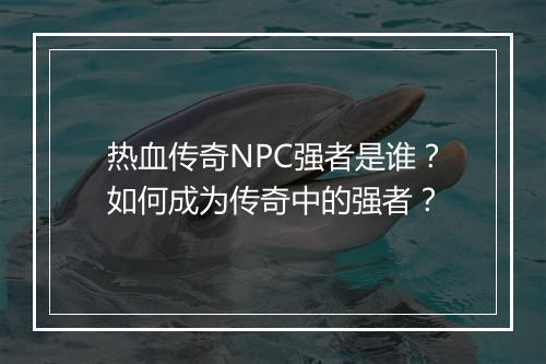 热血传奇NPC强者是谁？如何成为传奇中的强者？