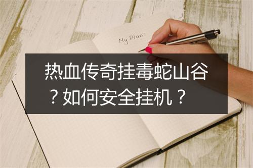 热血传奇挂毒蛇山谷？如何安全挂机？