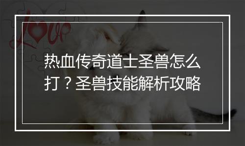 热血传奇道士圣兽怎么打？圣兽技能解析攻略