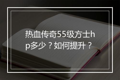 热血传奇55级方士hp多少？如何提升？