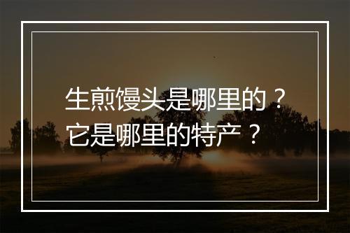 生煎馒头是哪里的？它是哪里的特产？