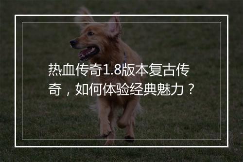 热血传奇1.8版本复古传奇，如何体验经典魅力？