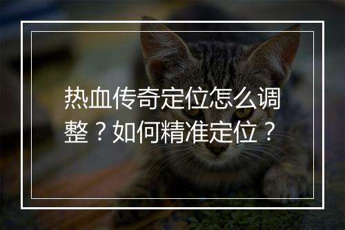 热血传奇定位怎么调整？如何精准定位？