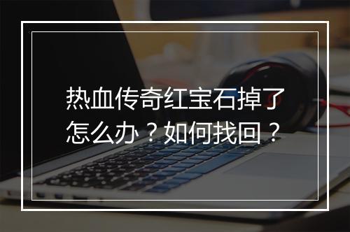 热血传奇红宝石掉了怎么办？如何找回？