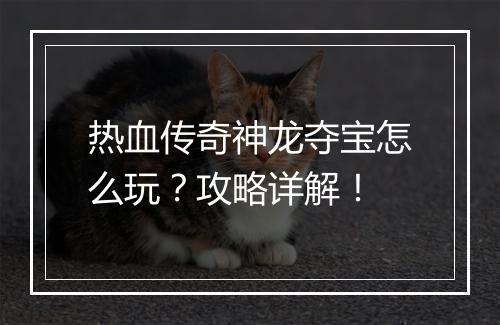 热血传奇神龙夺宝怎么玩？攻略详解！