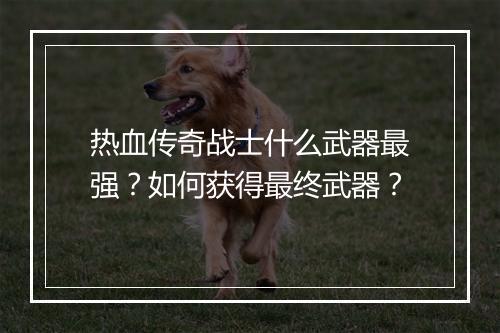 热血传奇战士什么武器最强？如何获得最终武器？